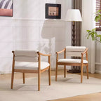 Modern Rubber Wood Upholstered Patio Dining Chairs With Cushions