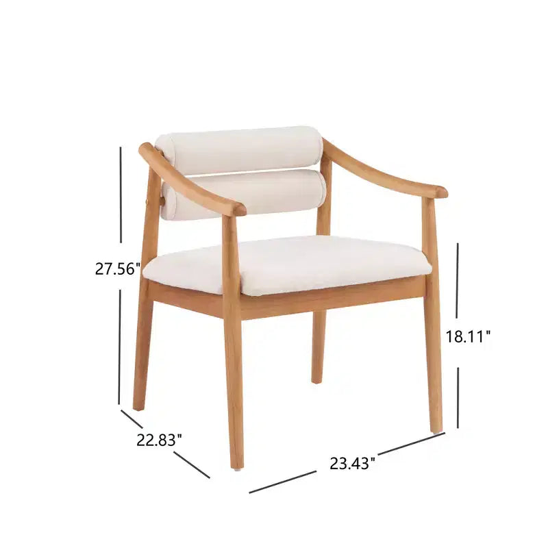 Modern Rubber Wood Upholstered Patio Dining Chairs With Cushions