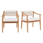Modern Rubber Wood Upholstered Patio Dining Chairs With Cushions