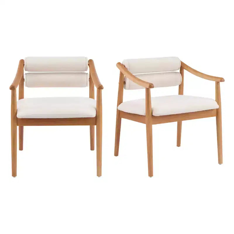 Modern Rubber Wood Upholstered Patio Dining Chairs With Cushions