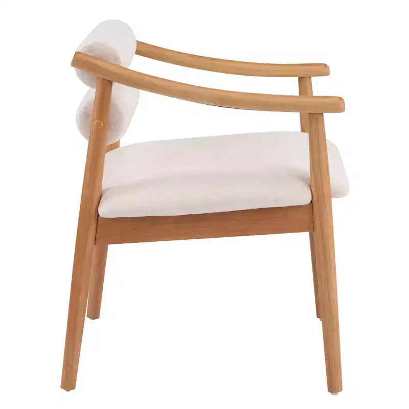 Modern Rubber Wood Upholstered Patio Dining Chairs With Cushions