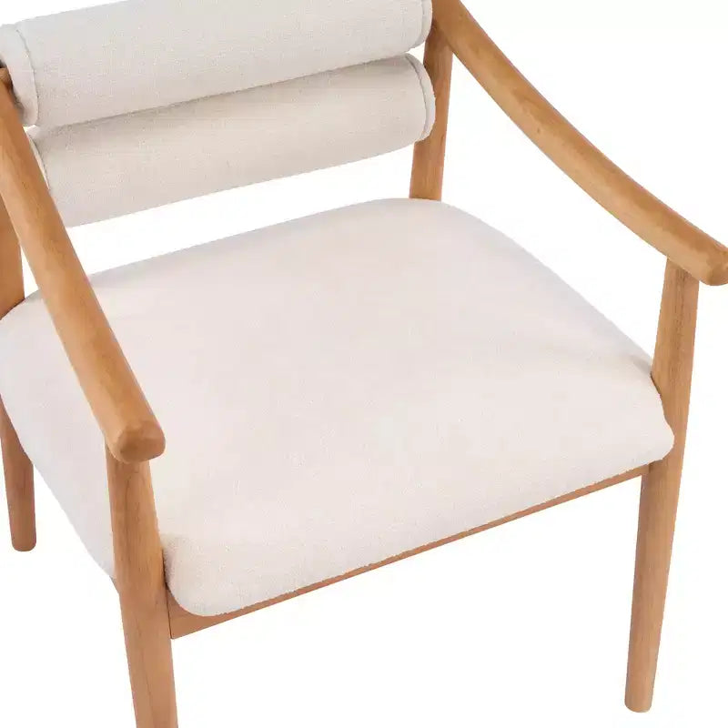 Modern Rubber Wood Upholstered Patio Dining Chairs With Cushions