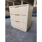 Light Wood Bedside Nightstand with 3 Drawers & Convenient Charging Station for Bedroom