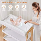 Modern Portable Baby Changing Station  Compact Diaper Changing Table with Waterproof Pad & 2 Storage Shelves for Newborns & Infants.