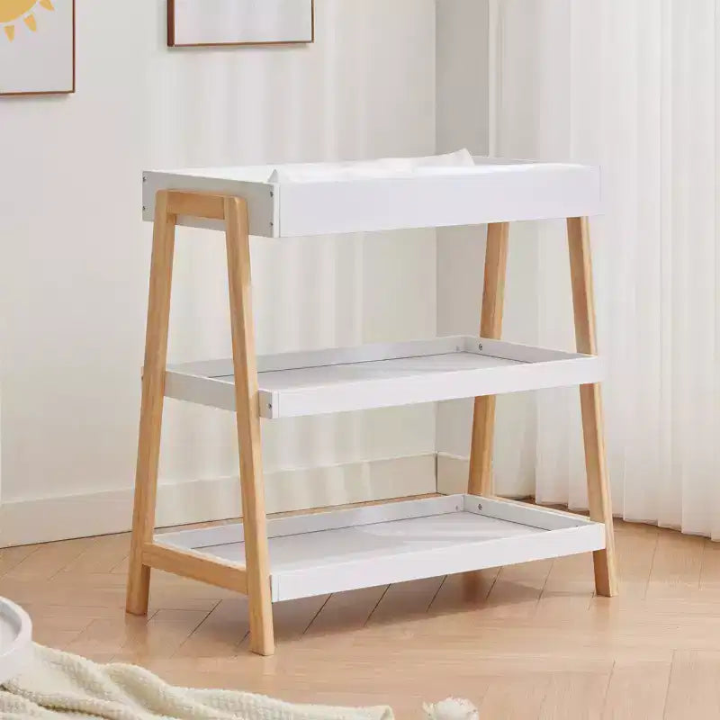 Modern Portable Baby Changing Station  Compact Diaper Changing Table with Waterproof Pad & 2 Storage Shelves for Newborns & Infants.