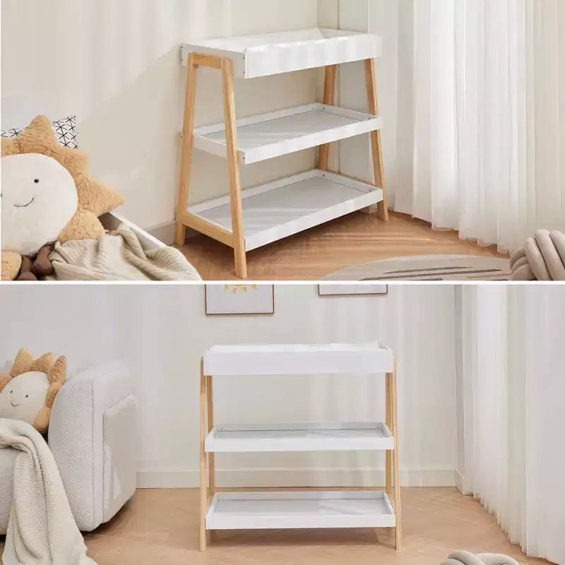 Modern Portable Baby Changing Station  Compact Diaper Changing Table with Waterproof Pad & 2 Storage Shelves for Newborns & Infants.