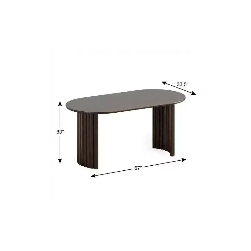 67 Walnut Solid Wood Double Pedestal Base Oval Dining Table