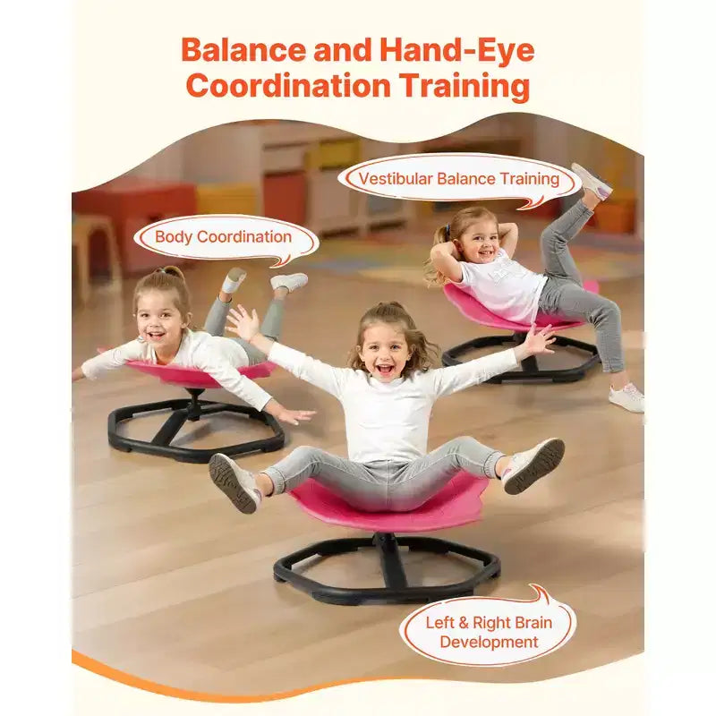 Kids Swivel Chair, 220 lbs Capacity, Elephant Shape Sensory Spinning Chair with Non-Slip Metal Base, Toddler Sit & Spin Seat, Red