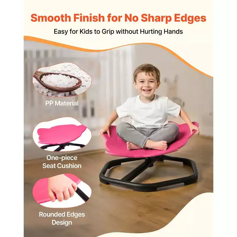 Kids Swivel Chair, 220 lbs Capacity, Elephant Shape Sensory Spinning Chair with Non-Slip Metal Base, Toddler Sit & Spin Seat, Red