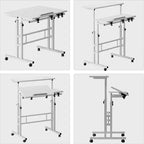 Height-Adjustable Standing Desk with Wheels, Mobile Sit-Stand Laptop Table with Tilting Top