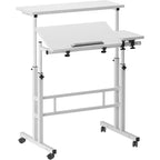Height-Adjustable Standing Desk with Wheels, Mobile Sit-Stand Laptop Table with Tilting Top