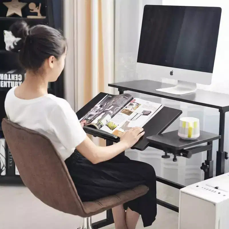 Height-Adjustable Standing Desk with Wheels, Mobile Sit-Stand Laptop Table with Tilting Top