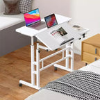Height-Adjustable Standing Desk with Wheels, Mobile Sit-Stand Laptop Table with Tilting Top