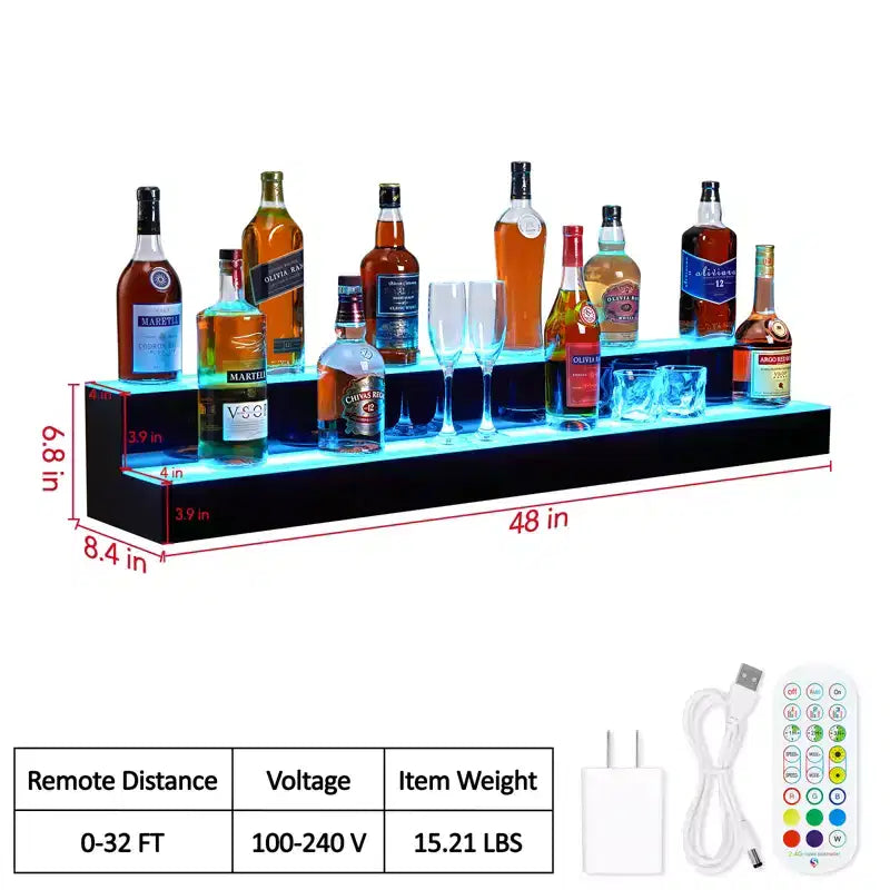 LED Display Shelf, Bar Shelves with Remote and App Control for Restaurants, Party, Black