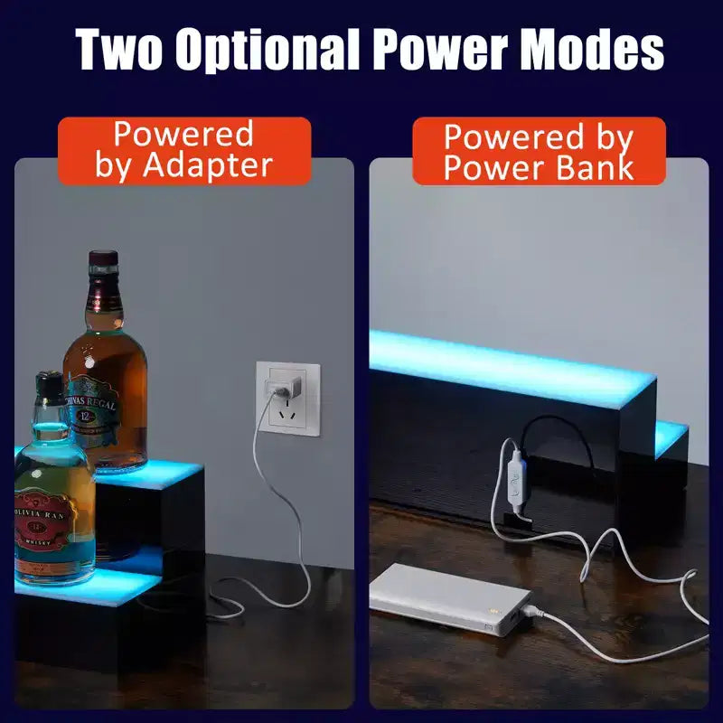 LED Display Shelf, Bar Shelves with Remote and App Control for Restaurants, Party, Black