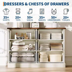 6 Drawer Dresser for Bedroom  Horizontal Chest with Fluted Panel Design, Small Space Storage for Clothing  White/Brown